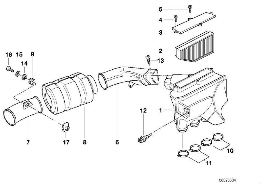 12Intake silencer / Filter cartridge Intake silencer / Filter cartridgehttps://images.simplepart.com/images/parts/BMW/fullsize/25584.jpg