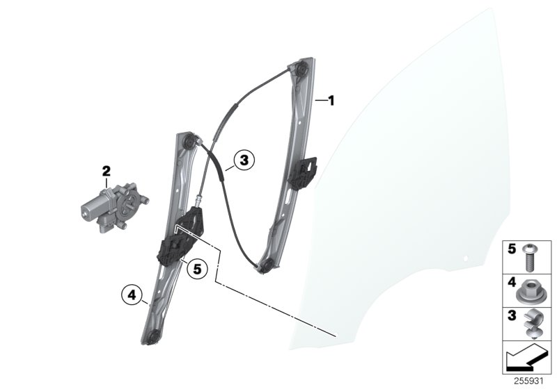 Diagram DOOR WINDOW LIFTING MECHANISM FRONT for your BMW 320i  