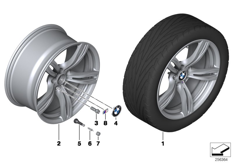 Diagram BMW LA wheel M Double Spoke 343 - 20"" for your 2017 BMW M6   