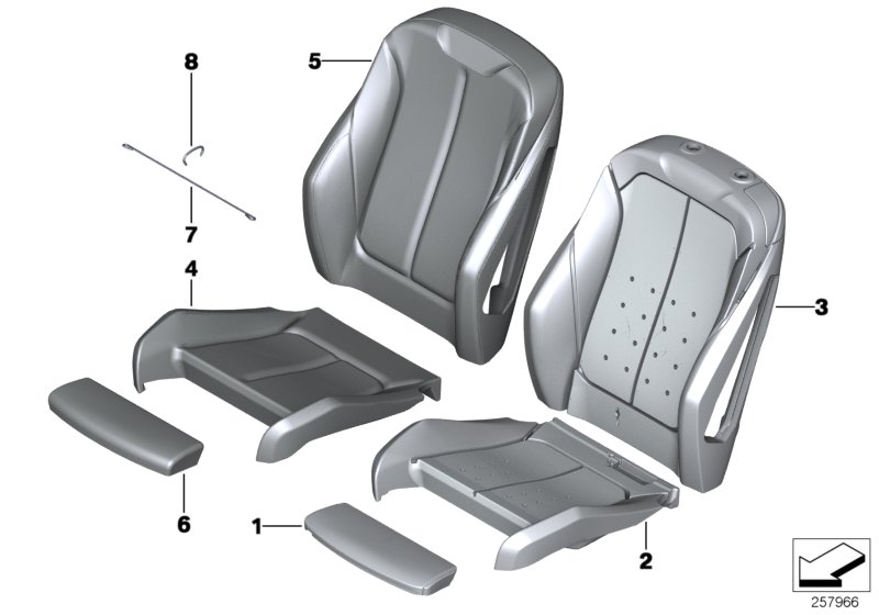 Diagram Seat, front, uphlstry, cover, Sport seat for your BMW