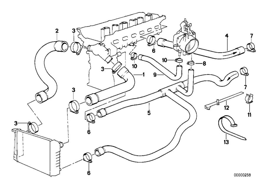 Diagram Cooling System Water Hoses for your BMW M6  