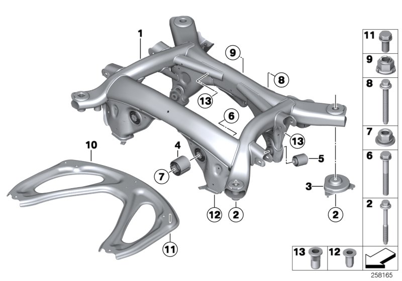Diagram REAR AXLE CARRIER for your BMW X2  
