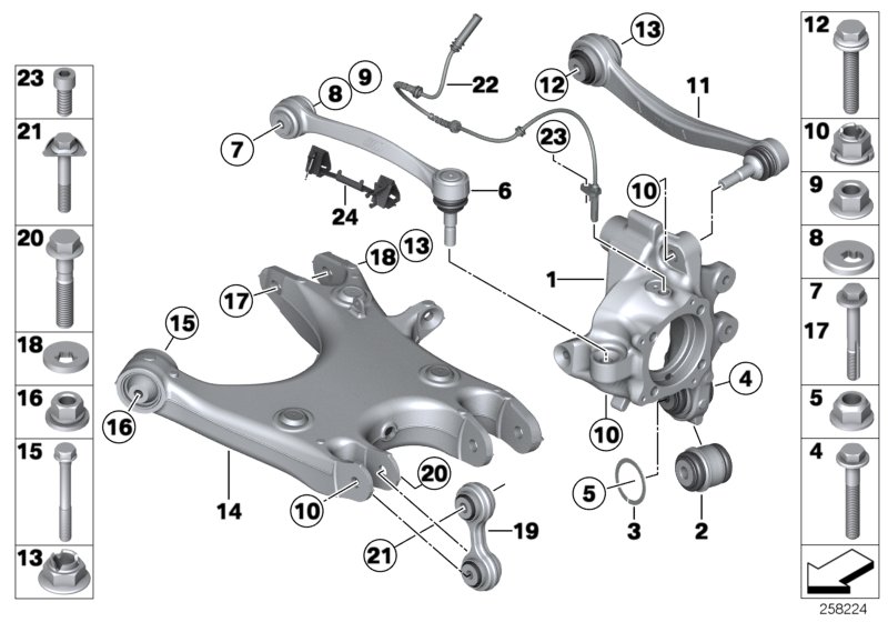 Diagram REAR AXLE SUPPORT/WHEEL SUSPENSION for your 2015 BMW M6 Convertible  