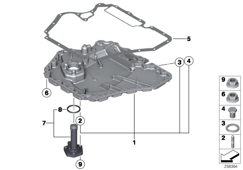 Diagram Oil pan bottom part, oil level indicator for your BMW