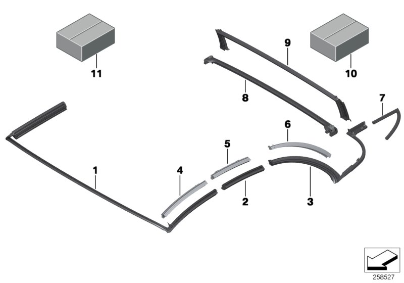 Diagram Convertible top seals for your BMW