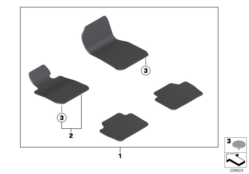 Diagram Floor mats, velours for your BMW 440iX  