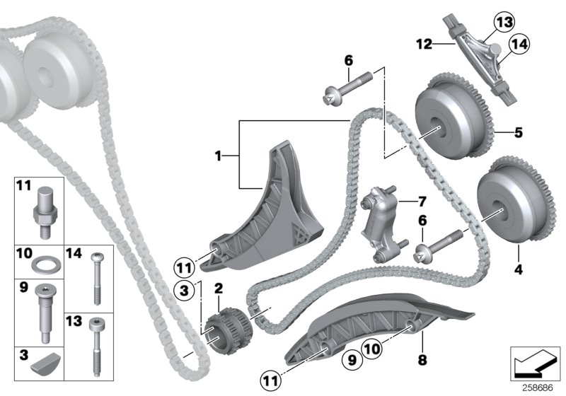 Diagram Timing gear, timing chain, cyl. 5-8 for your 2012 BMW 335i   