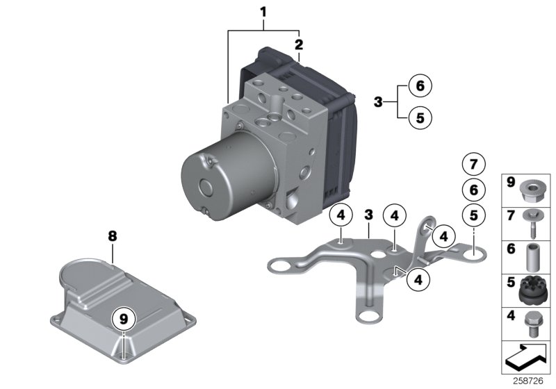 Diagram Hydro unit DSC/control unit/fastening for your BMW