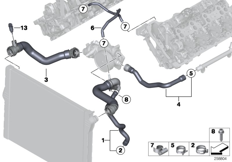 Diagram Cooling system - Engine coolant hoses for your 2016 BMW X5   