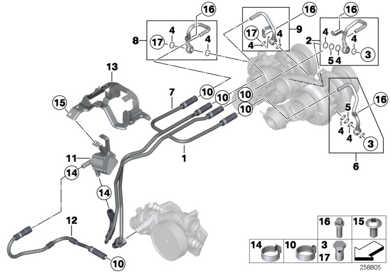 Diagram Engine cooling system exhaust turbo. for your 2015 BMW 228iX   