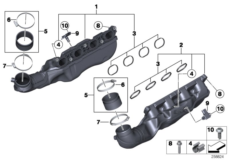 Diagram Intake manifold system for your 1987 BMW M5   