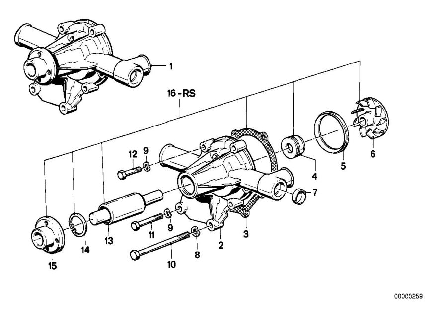 Diagram Cooling system-water pump for your BMW M3  