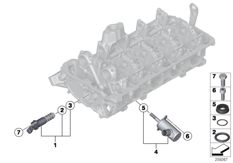 Diagram Cylinder head, electr. add-on parts for your BMW