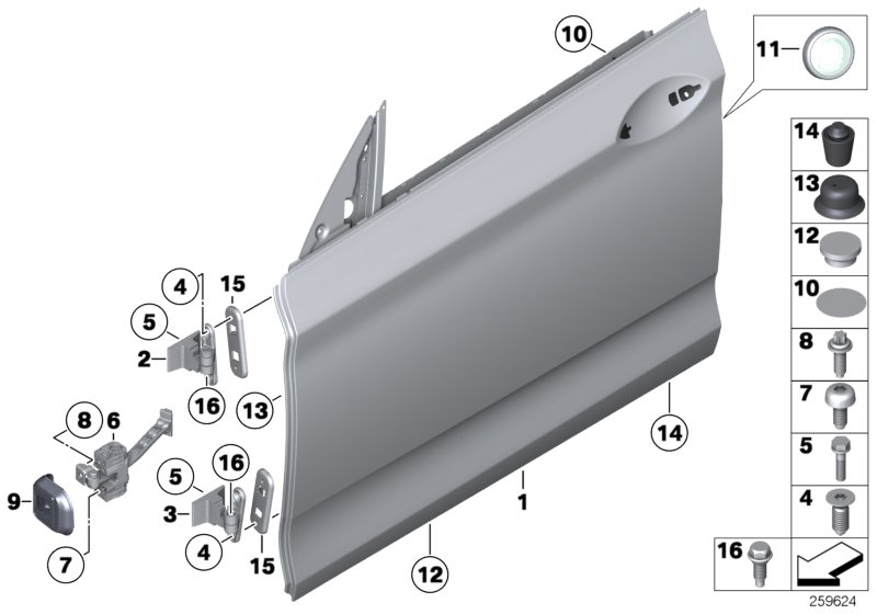 Diagram FRONT DOOR-HINGE/DOOR BRAKE for your 2009 BMW M6   