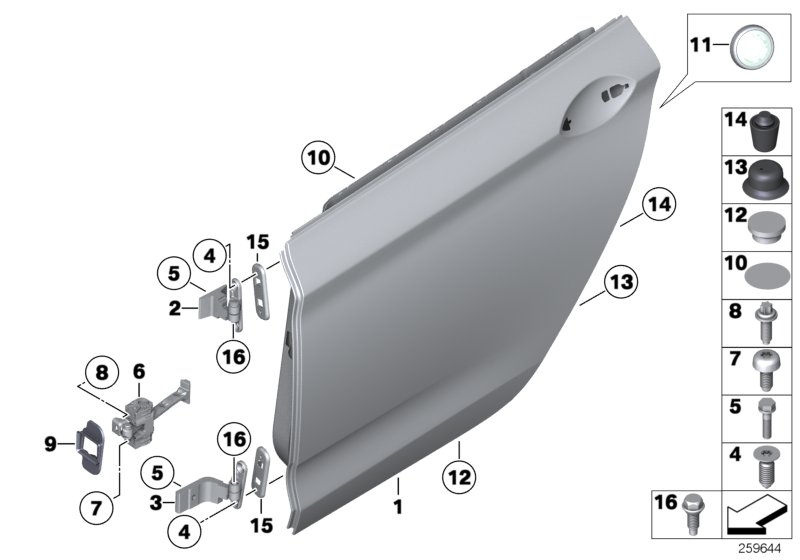 Diagram Rear door - hinge/door brake for your 2015 BMW M235i   