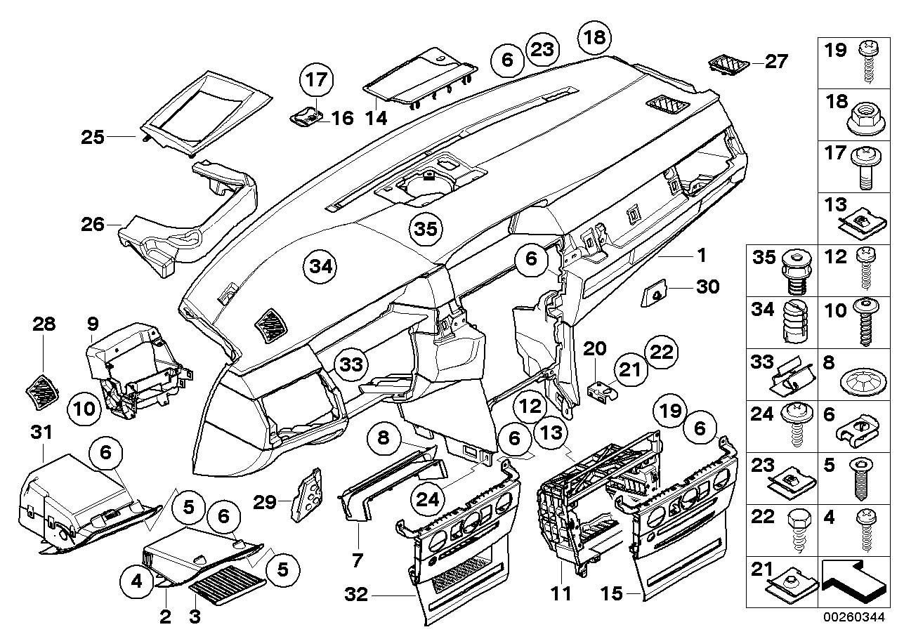 Diagram Trim panel dashboard for your 2010 BMW M6   