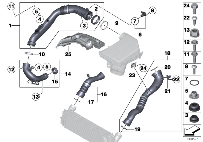 Diagram Air duct for your 2016 BMW 528iX   