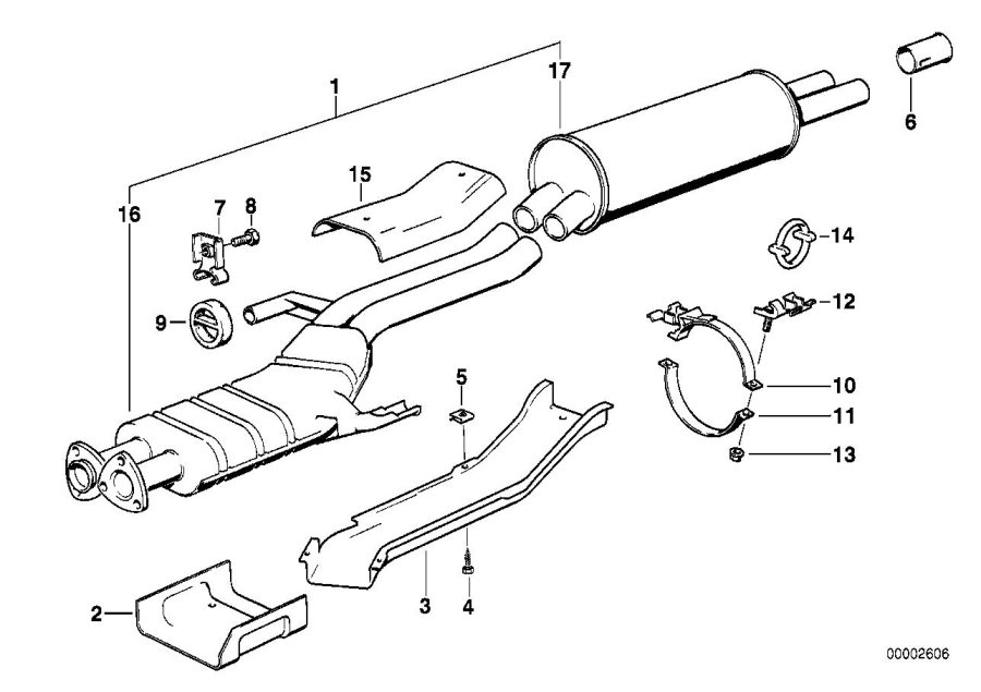 Diagram Exhaust system, rear for your 1986 BMW 318i   