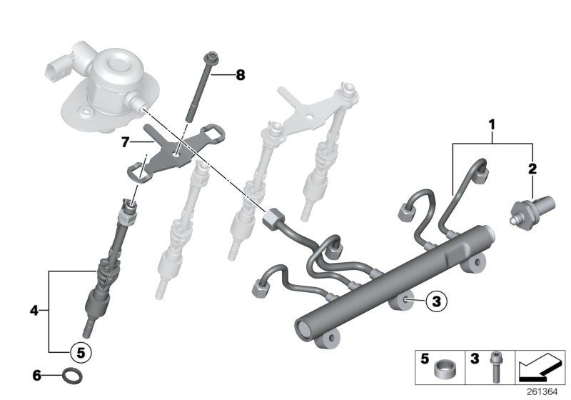 Diagram High-pressure rail/injector/bracket for your 2004 BMW X3   