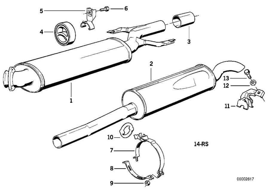 Diagram Exhaust assy without catalyst for your BMW