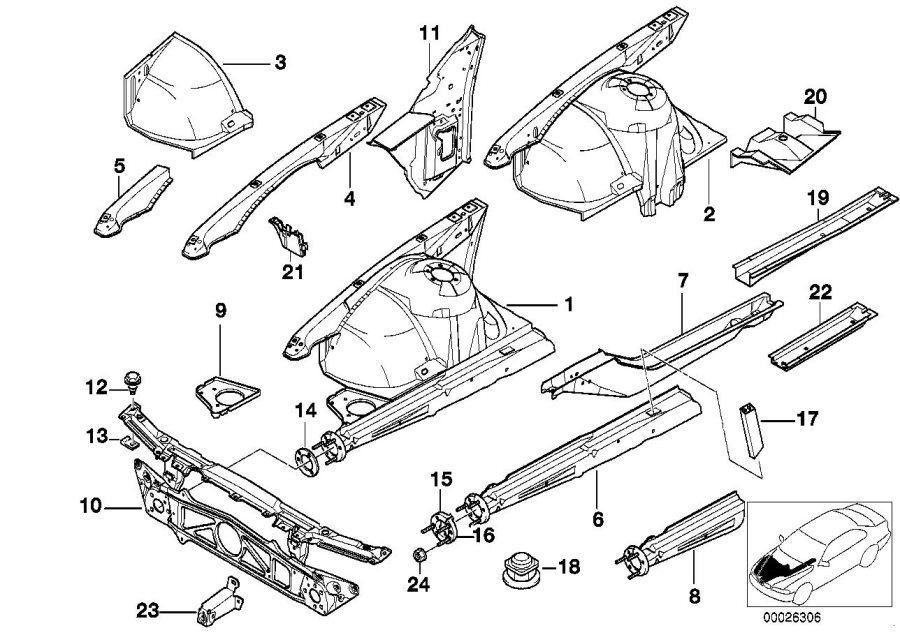 Diagram WHEELHOUSE/ENGINE support for your BMW