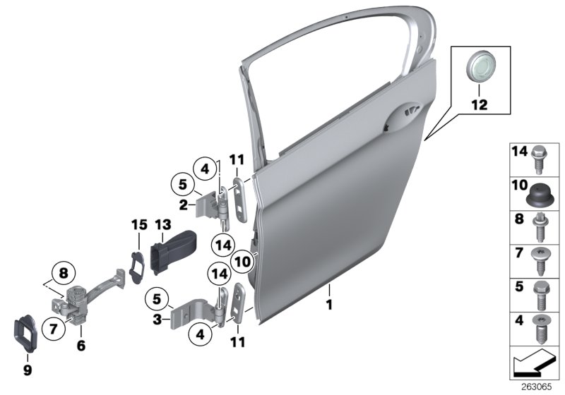 Diagram Rear door - hinge/door brake for your BMW 535d  