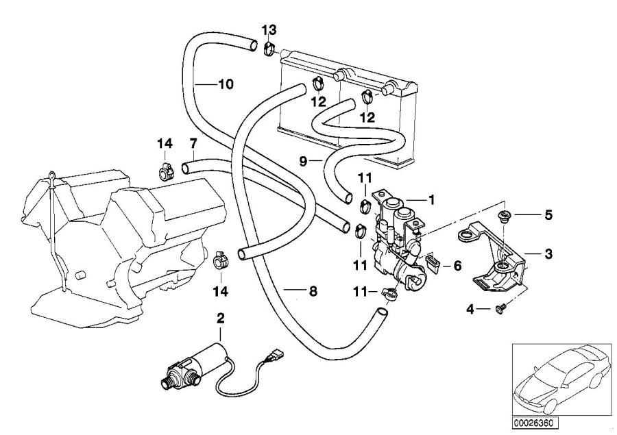 Diagram Water VALVE/WATER hose for your BMW