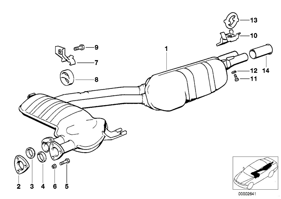 Diagram Exhaust system, rear for your 1986 BMW 318i   