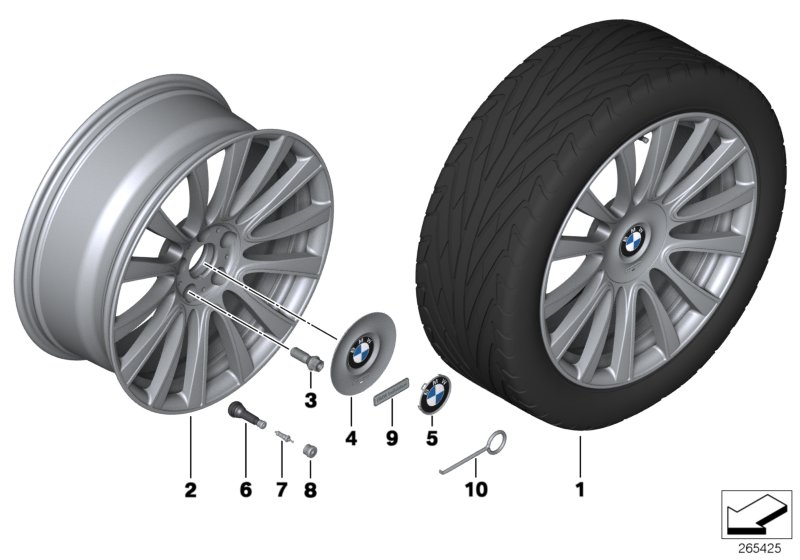 Diagram BMW LA wheel Individual V-Spoke 374-20"" for your BMW 640i  
