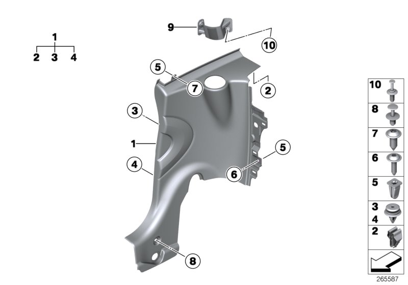 Diagram Lateral trim panel rear for your MINI