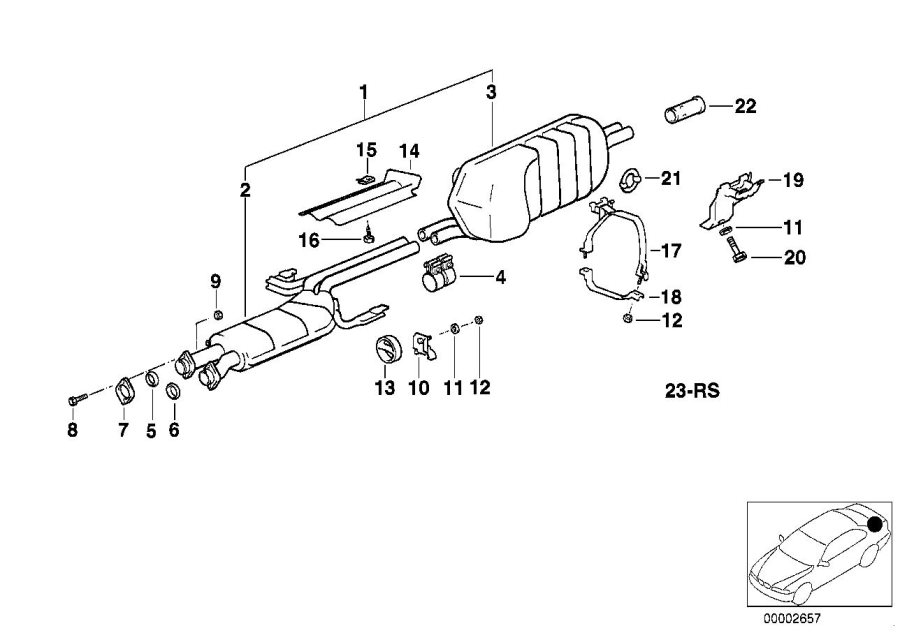 Diagram Rear muffler for your 1986 BMW 318i   