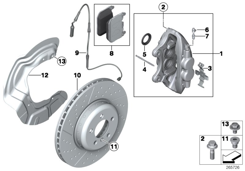 Diagram M Performance front brake - replacement for your BMW