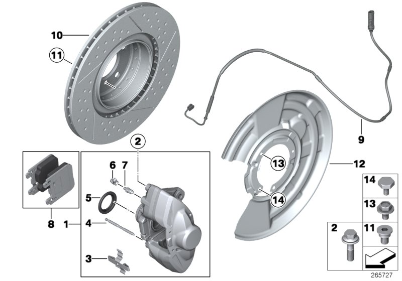 Diagram M Performance rear brake - replacement for your 2014 BMW 328dX   