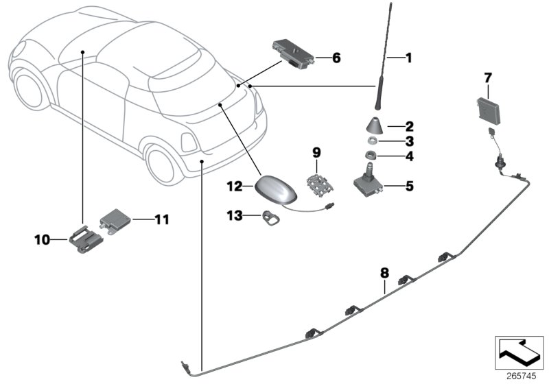 Diagram Single parts antenna for your MINI