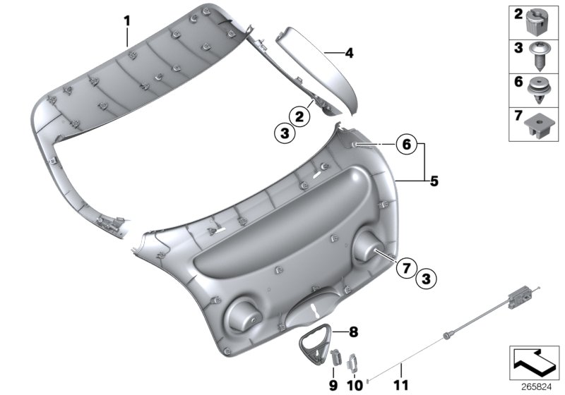 Diagram TRUNK LID TRIM PANEL for your MINI