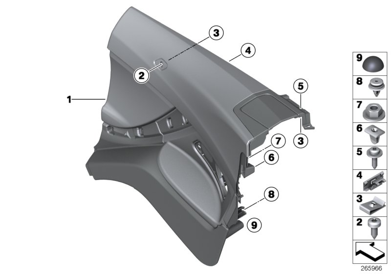 Diagram Lateral trim panel rear for your BMW