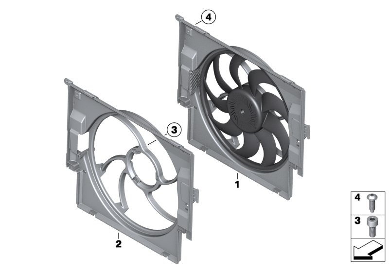 Diagram Fan housing, mounting parts for your 2013 BMW