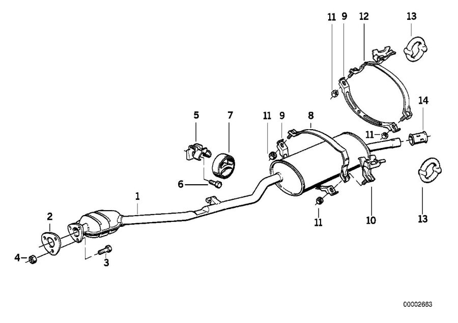 Diagram Exhaust system, rear for your BMW