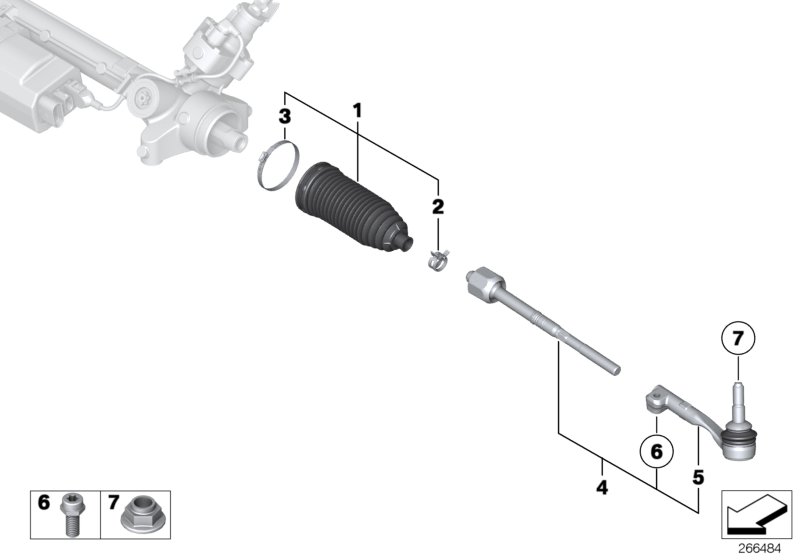 Diagram STEERING LINKAGE/TIE RODS for your 2004 BMW 530i   