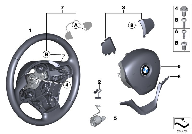 Diagram Leather steering wheel for your BMW