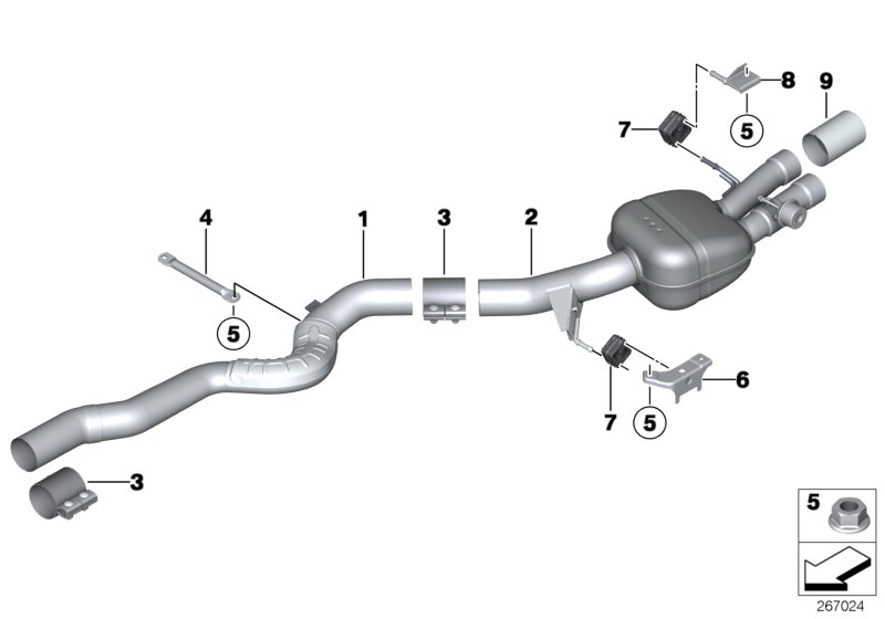 Diagram Exhaust system, rear for your 2023 BMW 330i   
