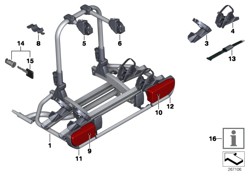 Diagram Rear bicycle carrier for your 2023 BMW X1   