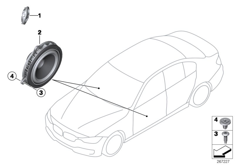 Diagram Single parts f front door loudspeaker for your BMW M4  