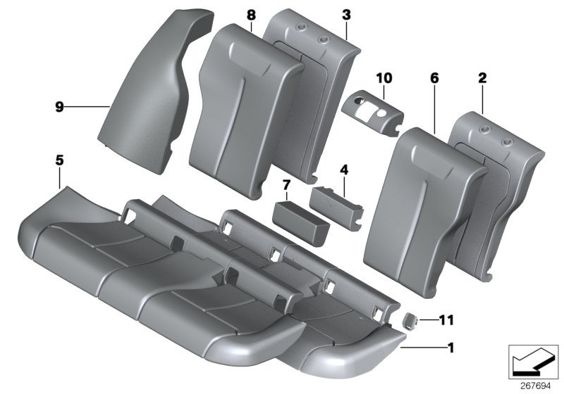 Diagram Seat, rear, uphlstry/cover, load-through for your 2016 BMW 328d   