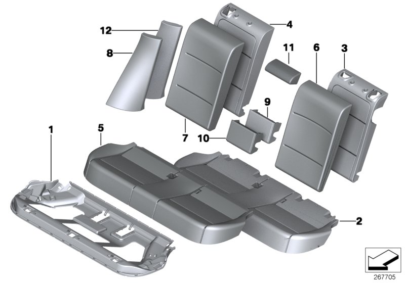 Diagram Seat, rear, uphlstry/cover, load-through for your BMW M6  