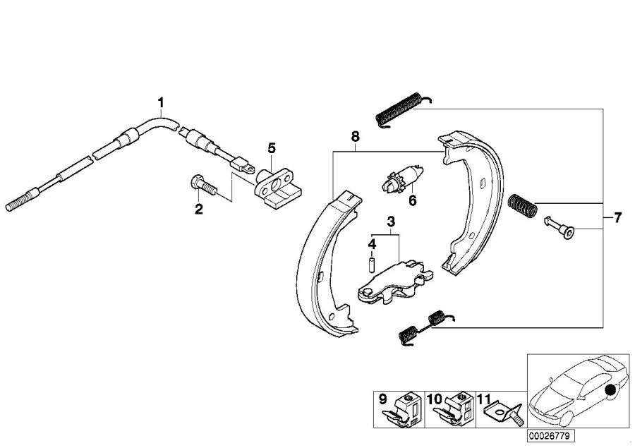 Diagram Parking BRAKE/BRAKE shoes for your BMW