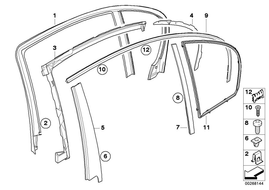 Le diagramme Caches et joints porte arrière pour votre BMW