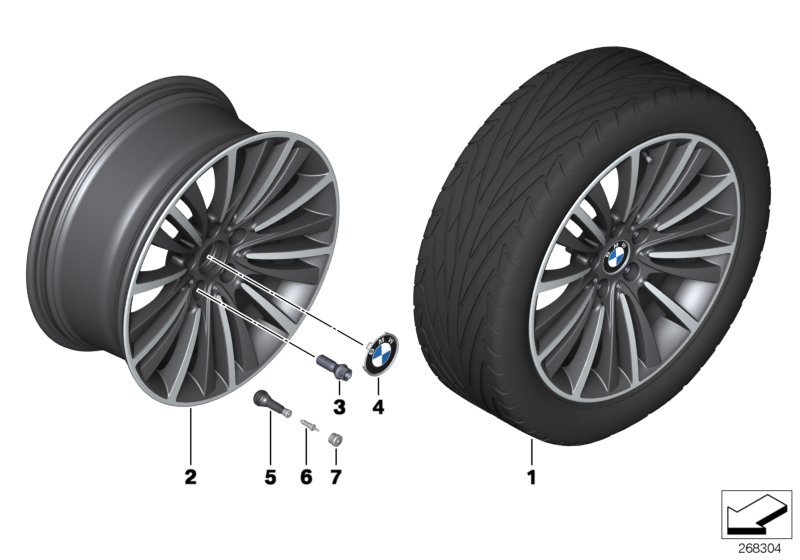 Diagram BMW LA wheel W-Spoke 423 - 19"" for your 2013 BMW Hybrid 5  Sedan 