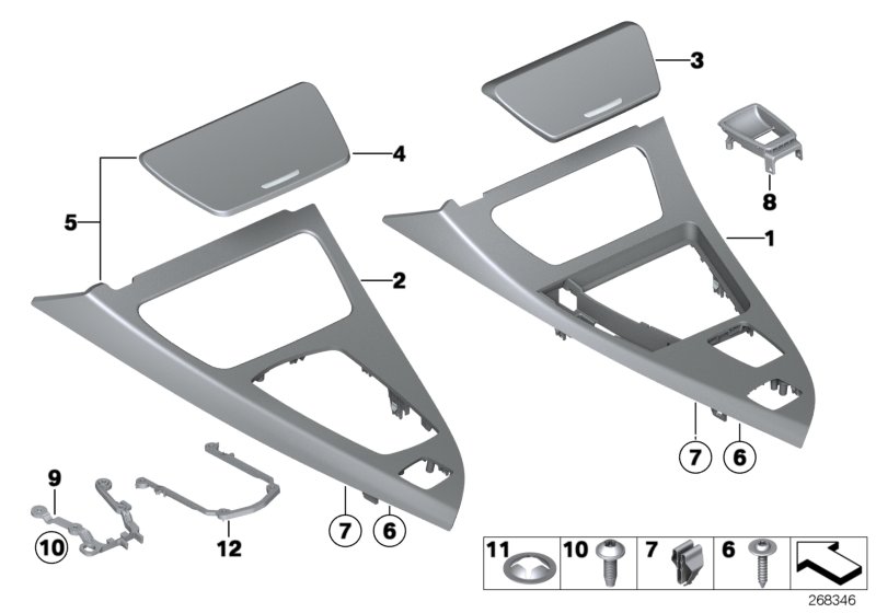 Diagram Decor trims, centre console for your 2012 BMW 650iX   