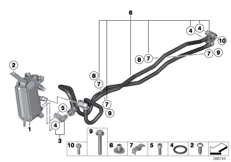 Diagram Heat exch./transmission oil cooler line for your 2002 BMW M3   